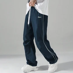 Pantalones deportivos rectos con cordón para hombre – verano
