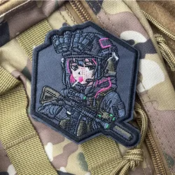 Parche táctico bordado chica militar moral con gancho y bucle