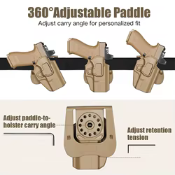 Funda táctica OWB Glock nivel II, liberación con dedo índice, derecha