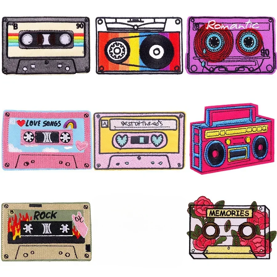 Parche bordado retro cassette de radio para planchar y coser - imagen 4