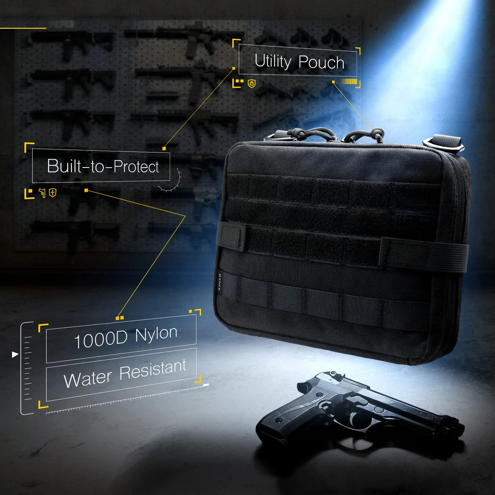 Bolsa táctica MOLLE admin – Nylon ripstop cremallera oculta documentos - imagen 5