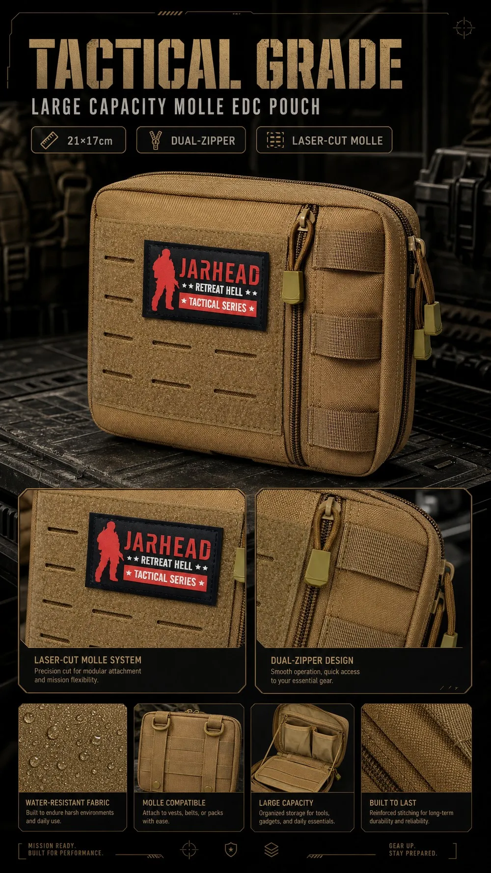 Panel frontal con MOLLE y velcro