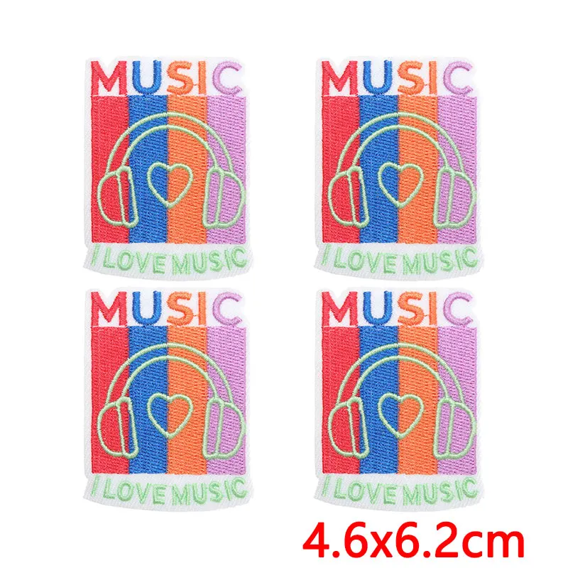 Parches termoadhesivos corazones musicales arcoíris con bordado - imagen 4