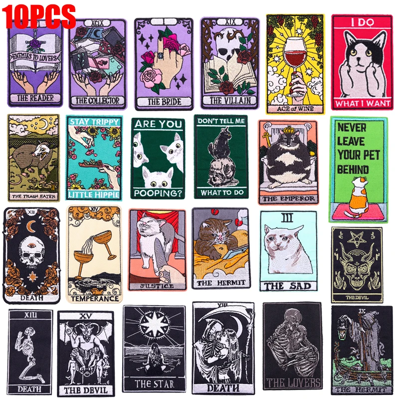 Parche termoadhesivo bordado tarot gato punk – Pack multiunidad para equipar - imagen 5