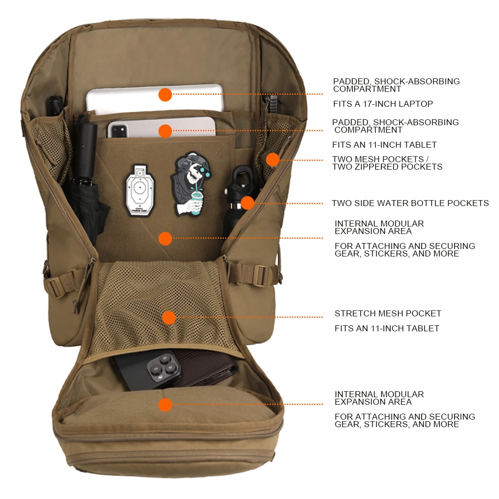 Mochila táctica MOLLE impermeable de nylon, EDC desmontable camping - imagen 4