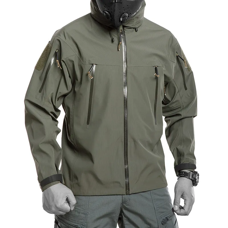 Chaqueta táctica impermeable con capucha cortavientos para senderismo - imagen 2
