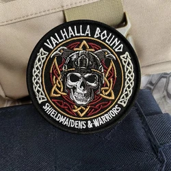 Valhalla Bound parche bordado táctico vikingo calavera con velcro