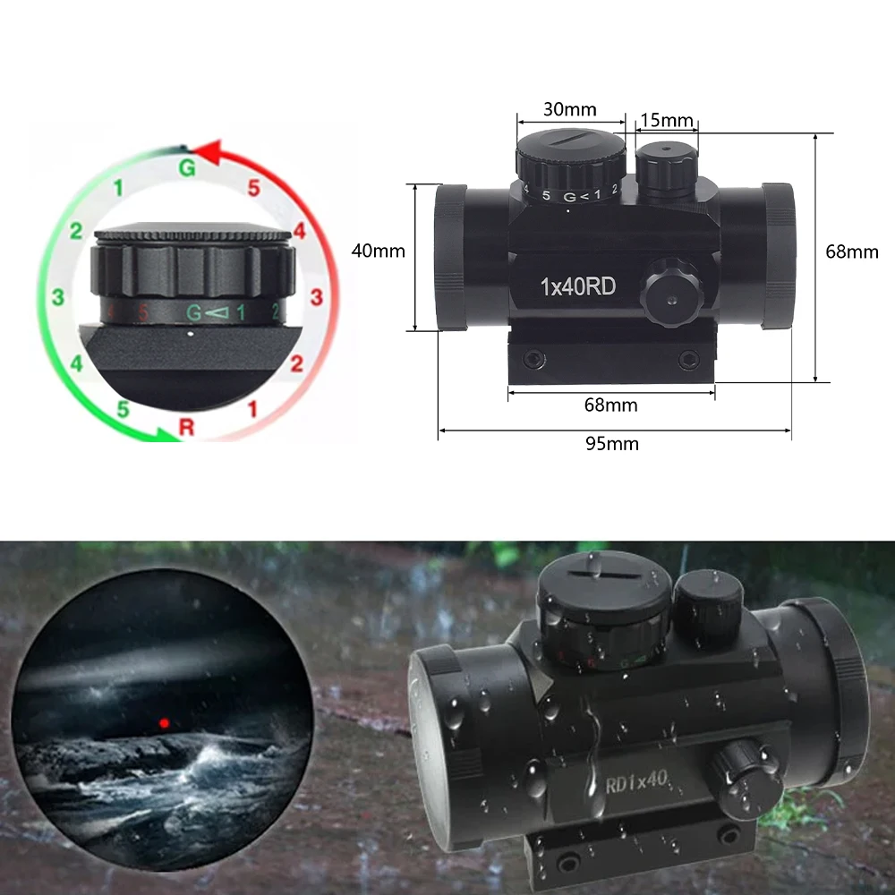 Mira holográfica táctica Picatinny con punto rojo y verde caza - imagen 5