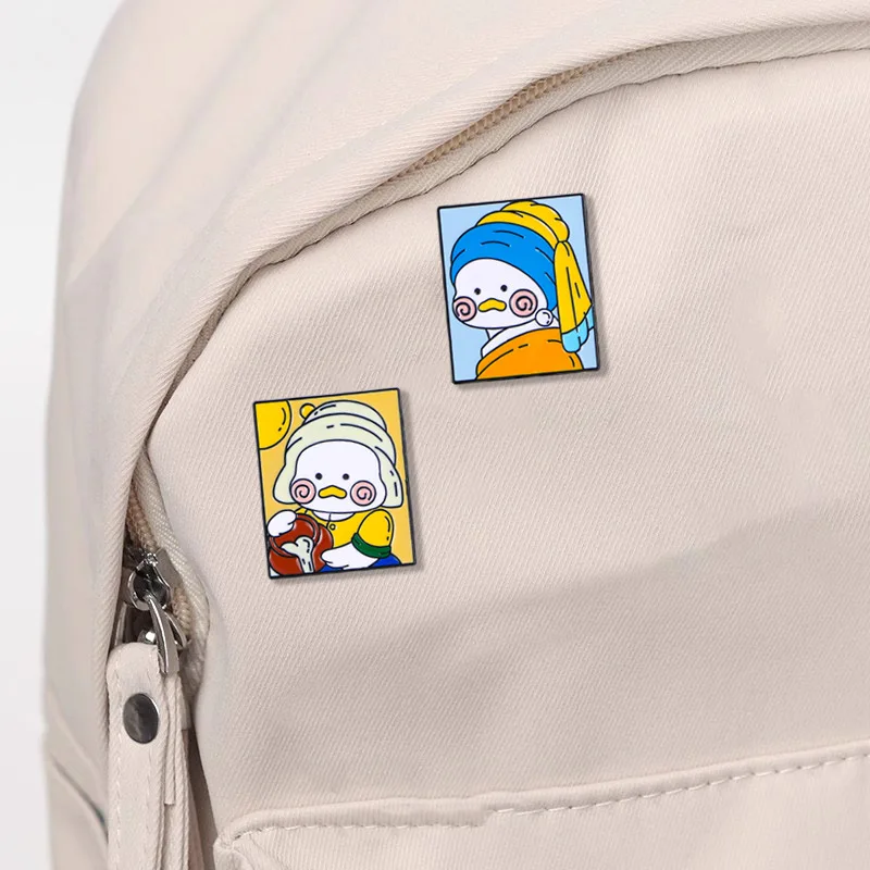 Broche insignia vaquera pato japonés dibujos animados esmalte