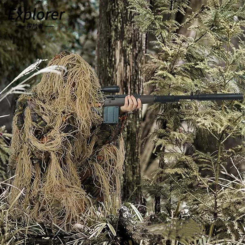Ropa táctica camuflaje selvático 3D hojas marrones para caza - imagen 5