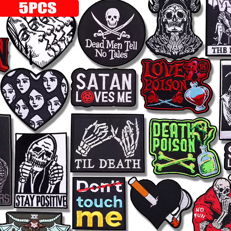 Parche bordado calavera punk – Para planchar en ropa táctica