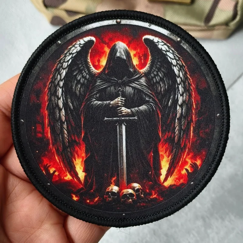 Parche táctico alas de ángel y calavera con velcro para ropa