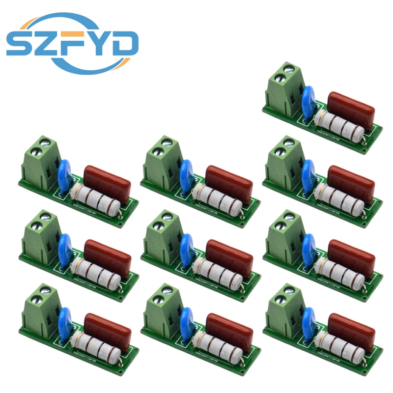 Módulo RC snubber mostrando sus terminales de engarce