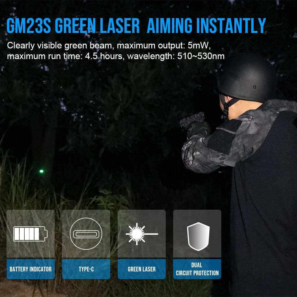 Trustfire GM23S: linterna táctica para pistola con láser verde - imagen 5