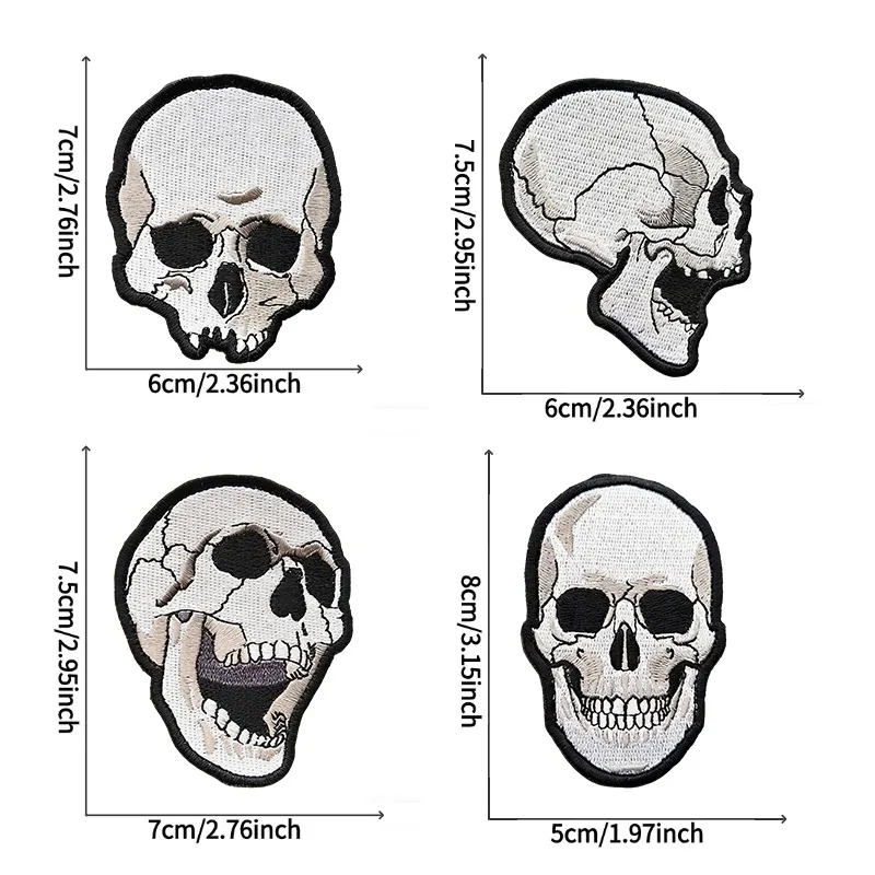 Parche bordado calavera gótica punk termoadhesivo para ropa y gorras - imagen 5