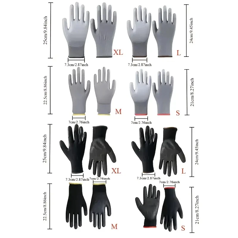 Guantes de trabajo recubiertos en la palma negros y grises, seguridad - imagen 3