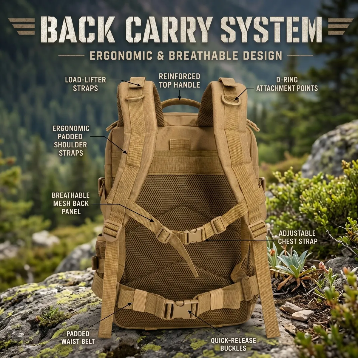 Mochila táctica MOLLE unisex para senderismo, exterior y caza - imagen 4