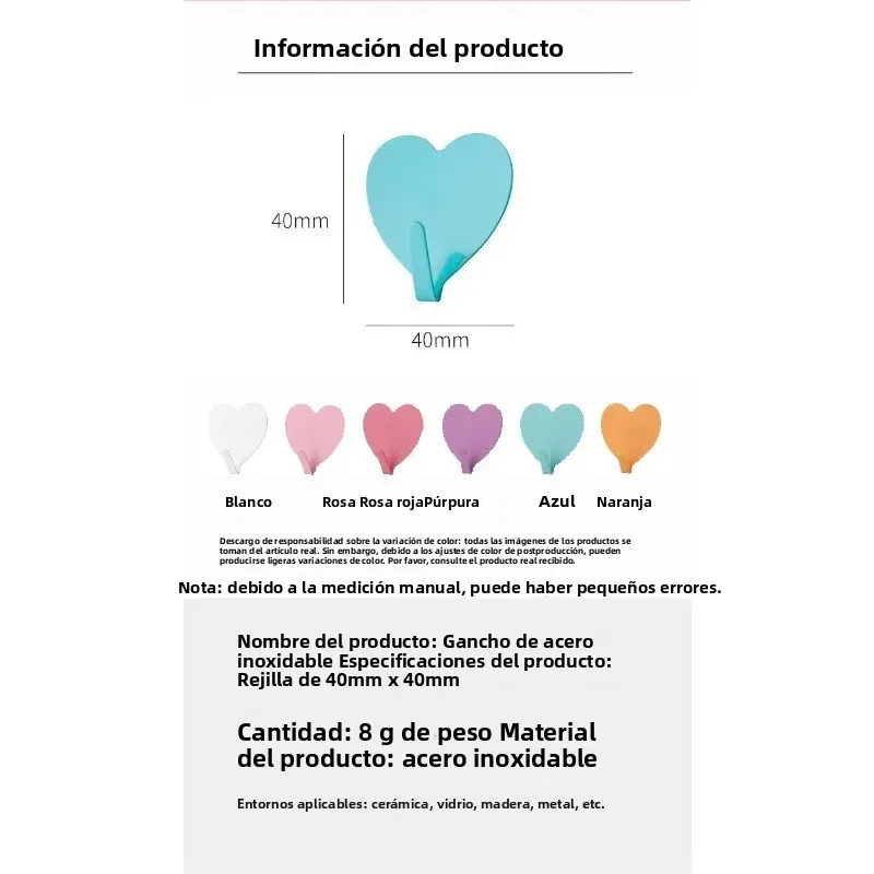 Gancho adhesivo fuerte sin perforaciones ni marcas para hogar y puerta