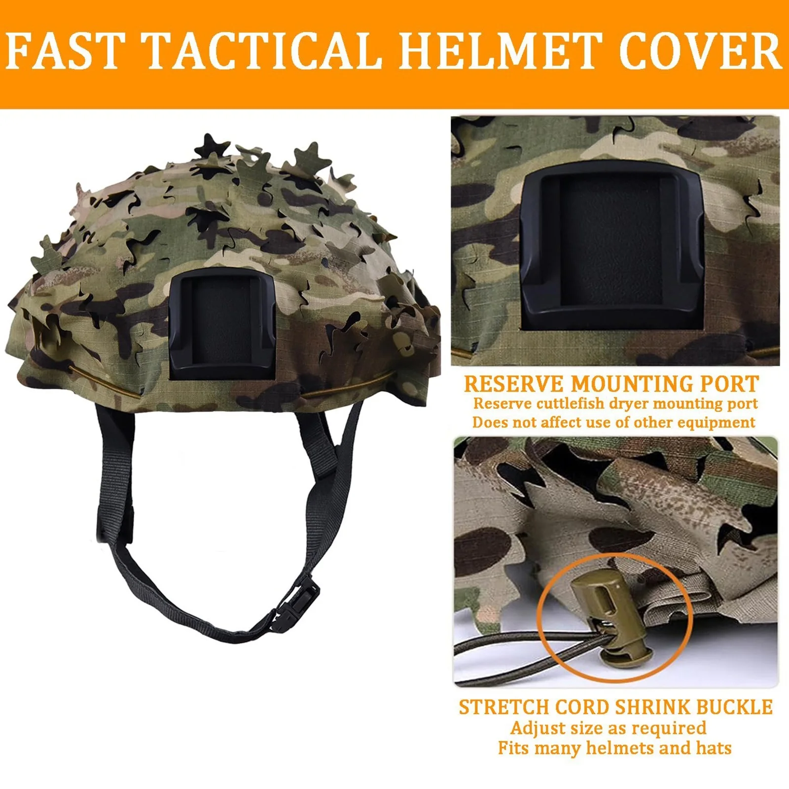Funda táctica para casco malla transpirable y camuflaje ajustable