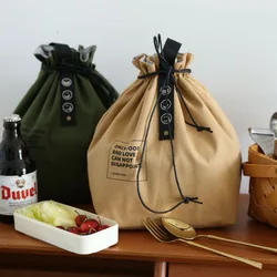 Bolsa de almuerzo Bento portátil de lona para picnic exterior y fresco
