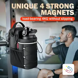Bolsa de gimnasio magnética con portabotellas y bolsillo imantado