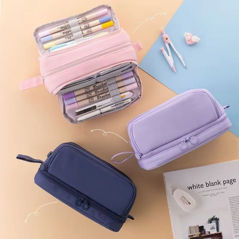 Estuche organizador de lona Oxford gran capacidad portátil para útiles - imagen 3