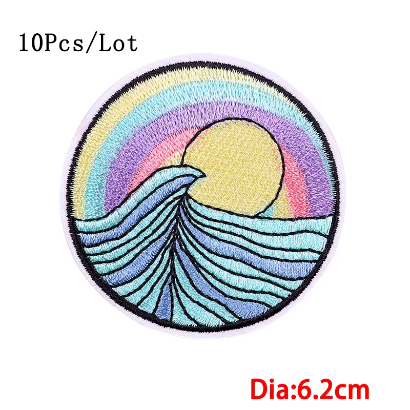 Parche bordado de olas - aplicación