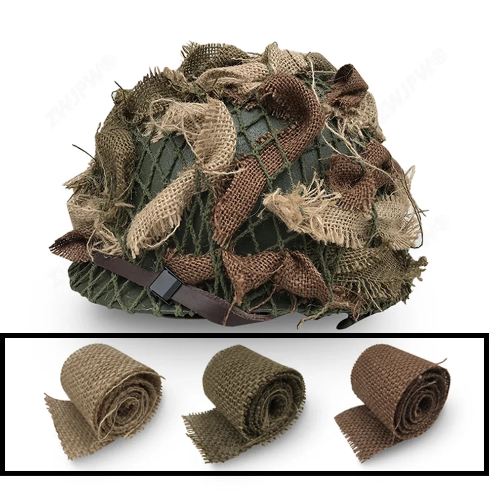 Tiras de camuflaje de lino para casco de paracaidista campo - imagen 2