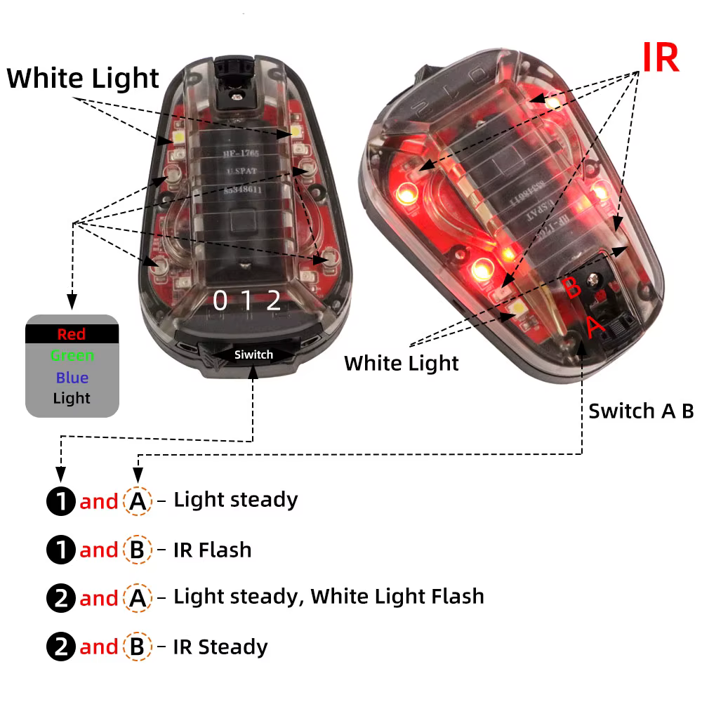 BOOIU Luz táctica para casco con IR - Airsoft señal y identificación - imagen 3