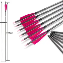 Toparchery Flechas de carbono con punta y pluma natural