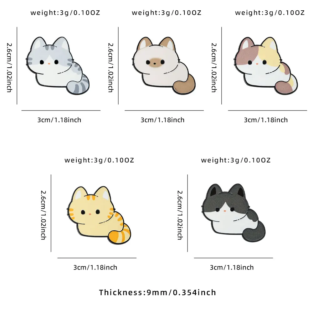 Broches de solapa esmaltados de gatos kawaii para chaquetas y mochilas