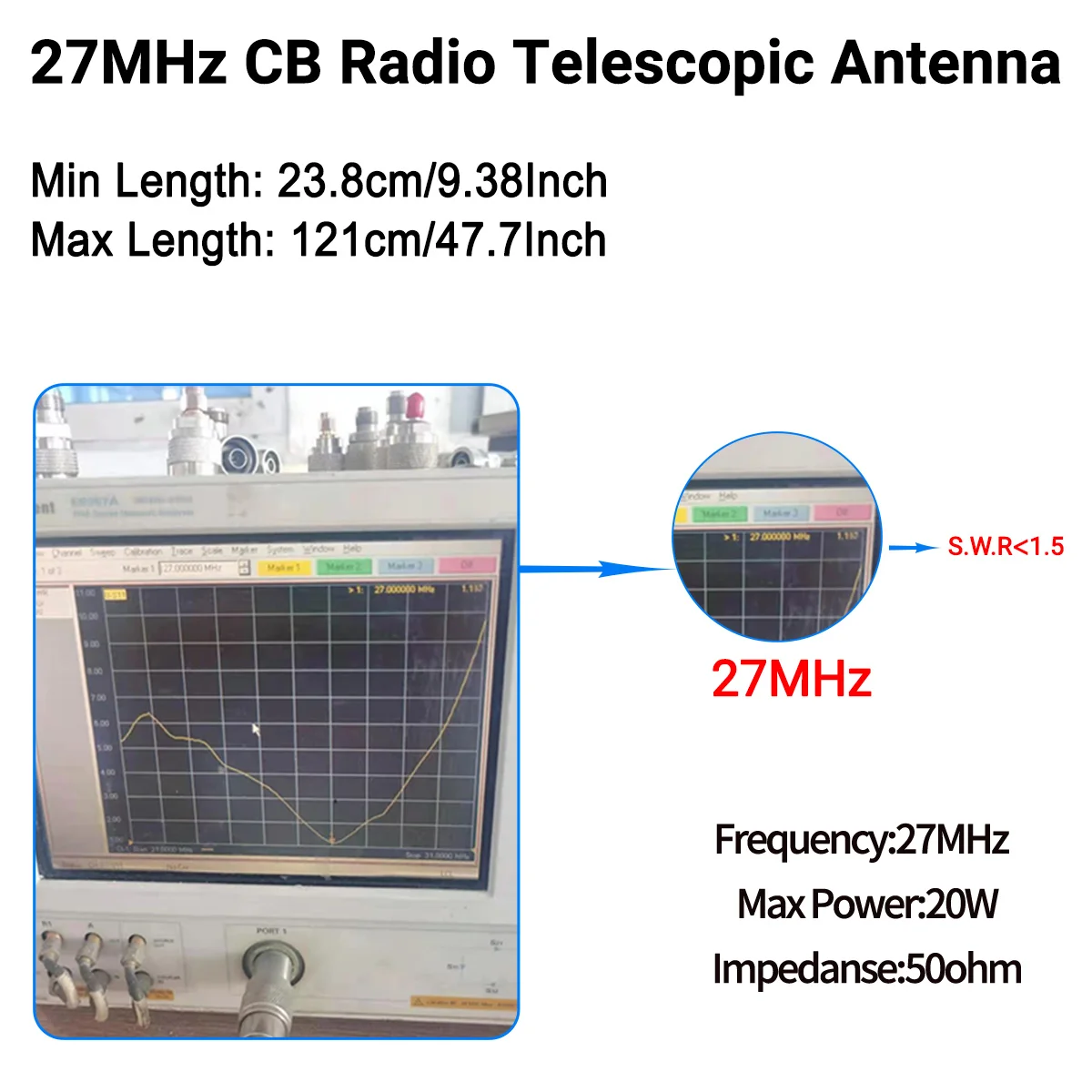 Medida mínima y máxima según conector
