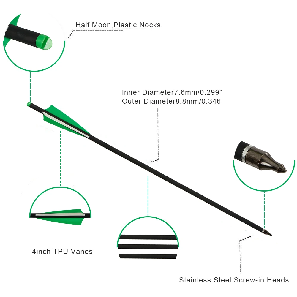 Flechas de carbono para ballesta con puntas reemplazables - imagen 2