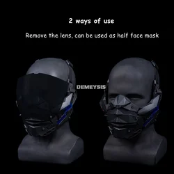 Máscara táctica facial cyberpunk con lente antivaho desmontable