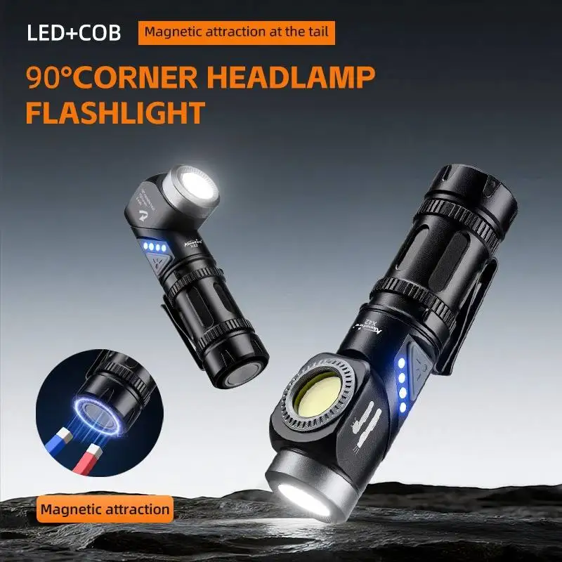 Linterna frontal LED táctica giratoria 90° superbrillante camping - imagen 2