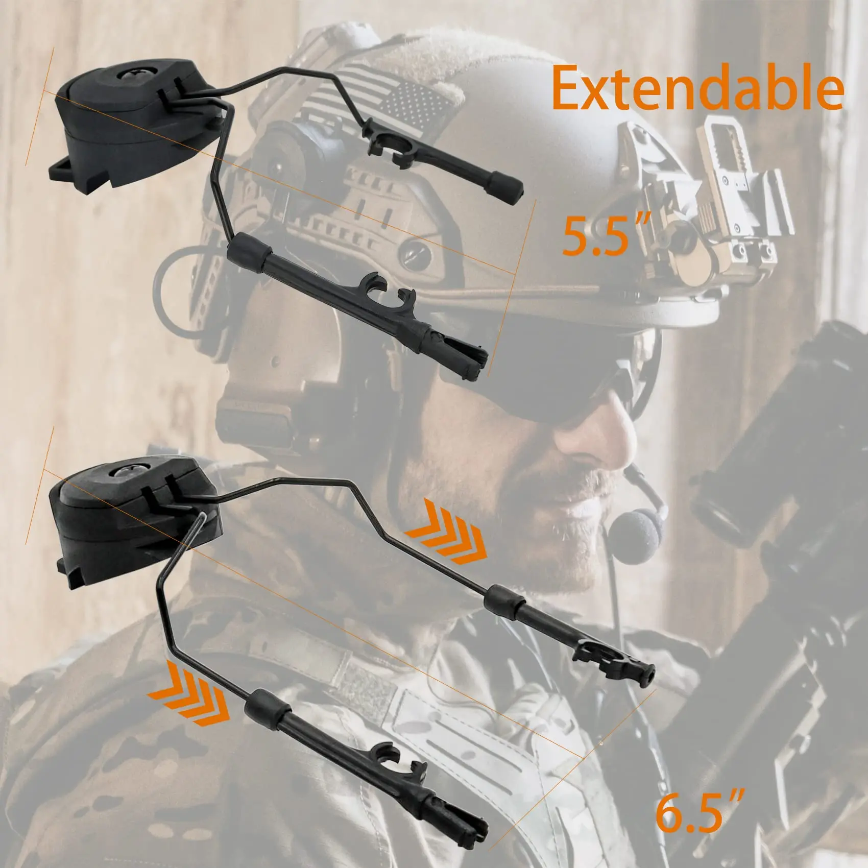 Adaptador riel ARC para auriculares tácticos y casco Comtac - imagen 4