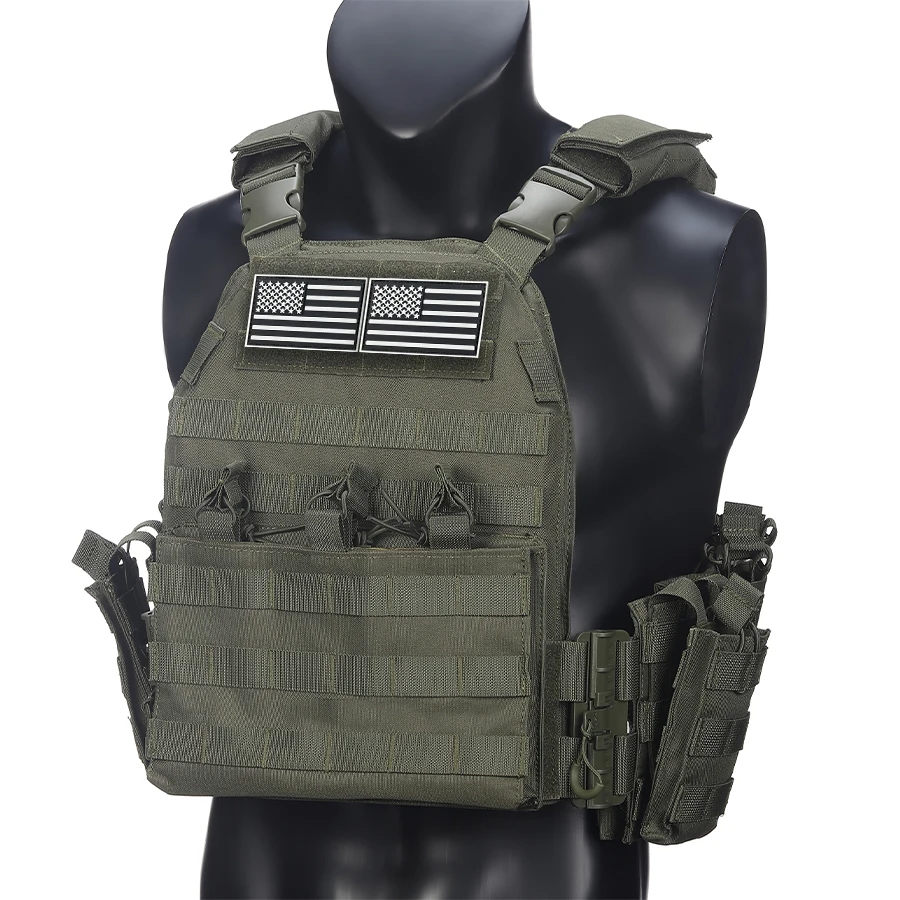Chaleco táctico liberación rápida MOLLE bolsa triple frontal resistente - imagen 2