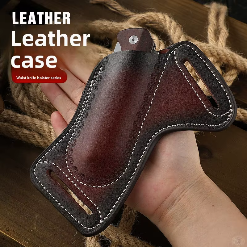 Funda táctica para navaja plegable en cuero vacuno multifunción - imagen 4