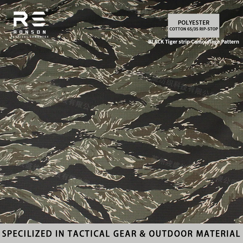 Tiger Stripe camuflaje negro ripstop duradera para táctico aire libre