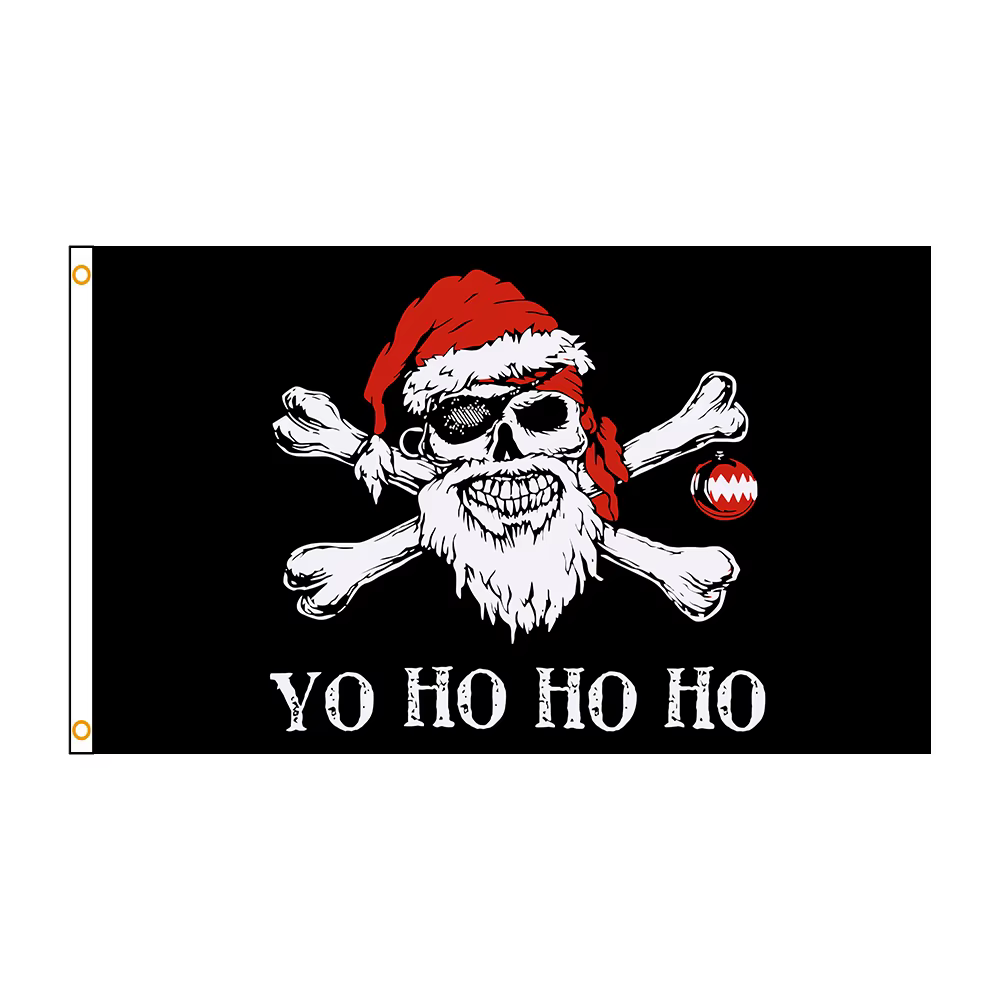 Bandera pirata Jolly Roger Navidad – Poliestere imperial para interior y exterior