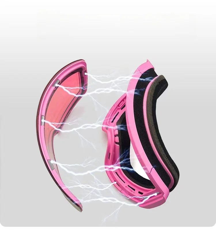 Gafas puestas en modelo mostrando ajuste bajo casco