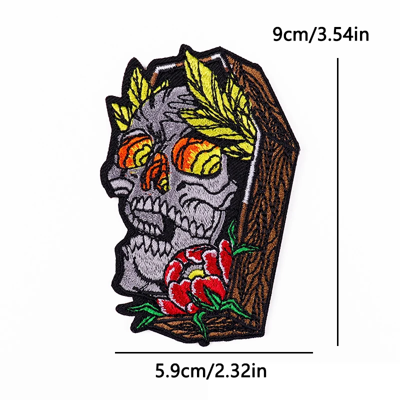 Parche termoadhesivo calavera punk – bordado fusible para coser - imagen 3