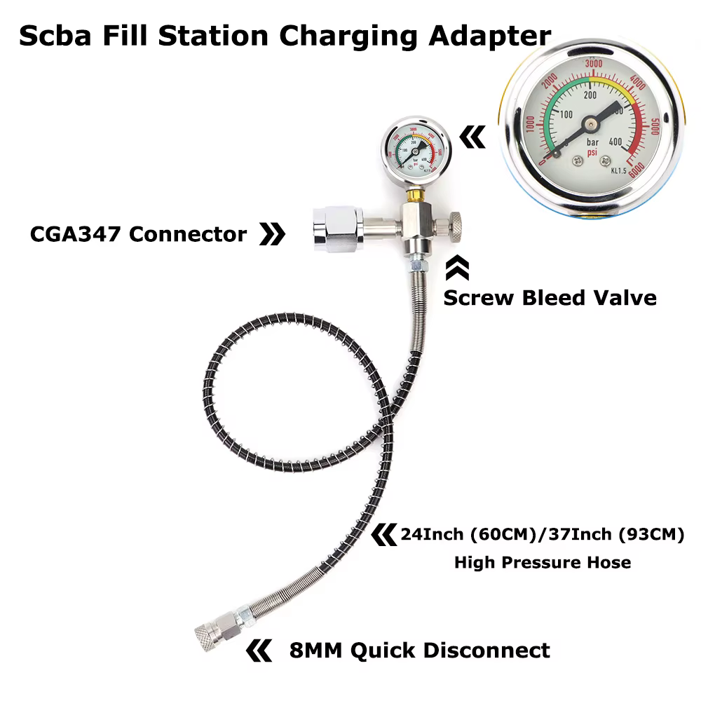 Adaptador carga CGA347 con manómetro para botella SCBA - imagen 5