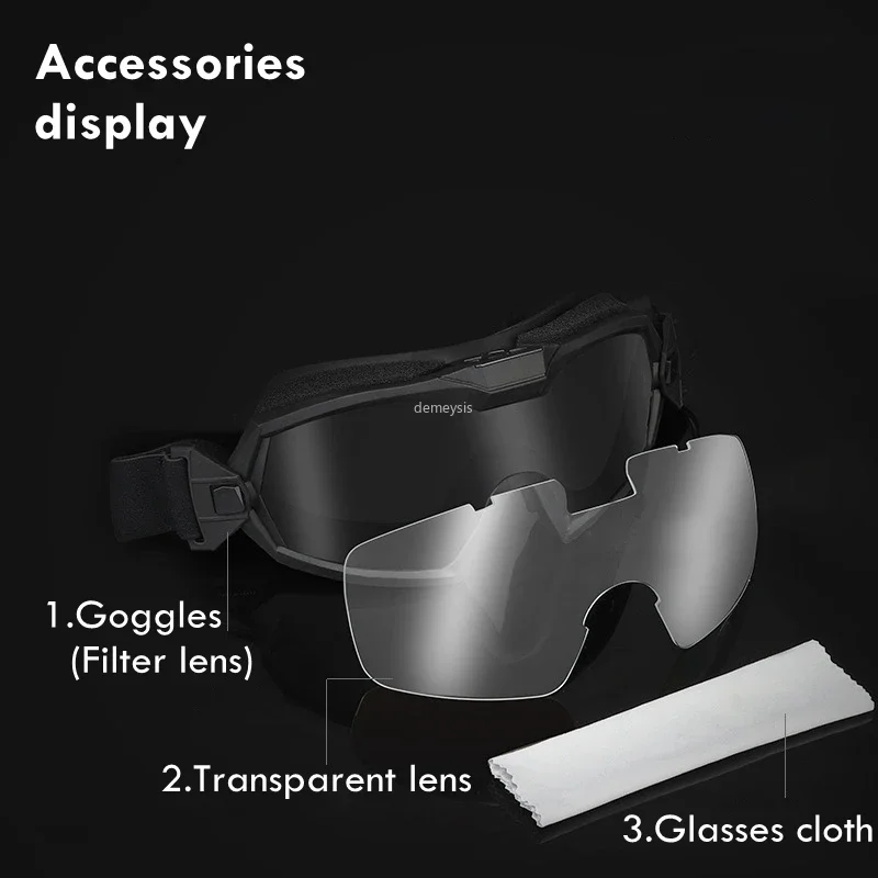 Gafas tácticas microventilador lentes intercambiables antiniebla moto - imagen 4