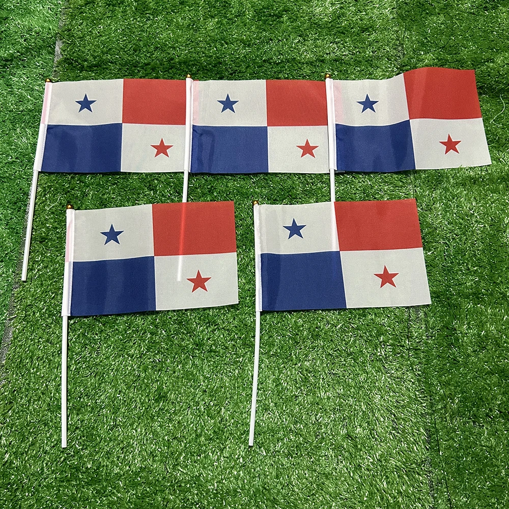 Bandera de mano de Panamá con asta de plástico