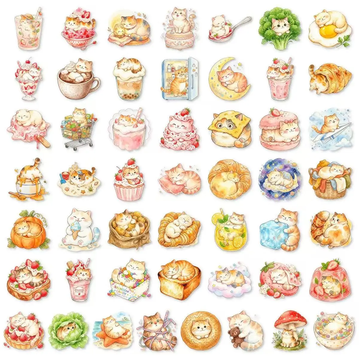 Pegatinas transparentes PET con diseño de gatitos adorables para manualidades DIY