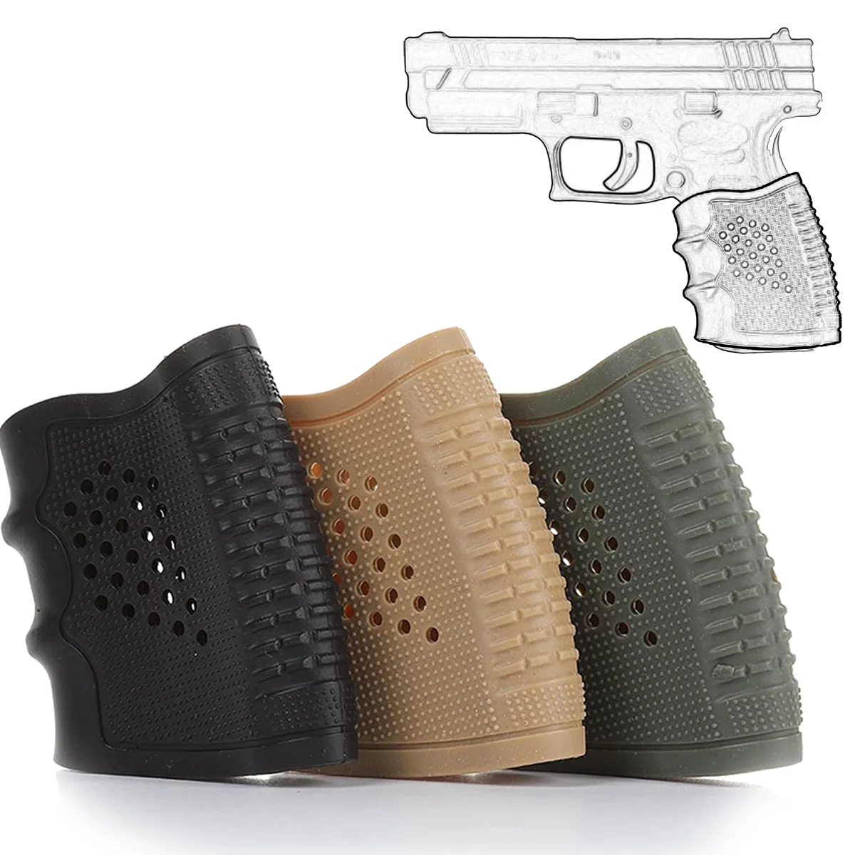 Empuñaduras tácticas antideslizantes para pistola de goma