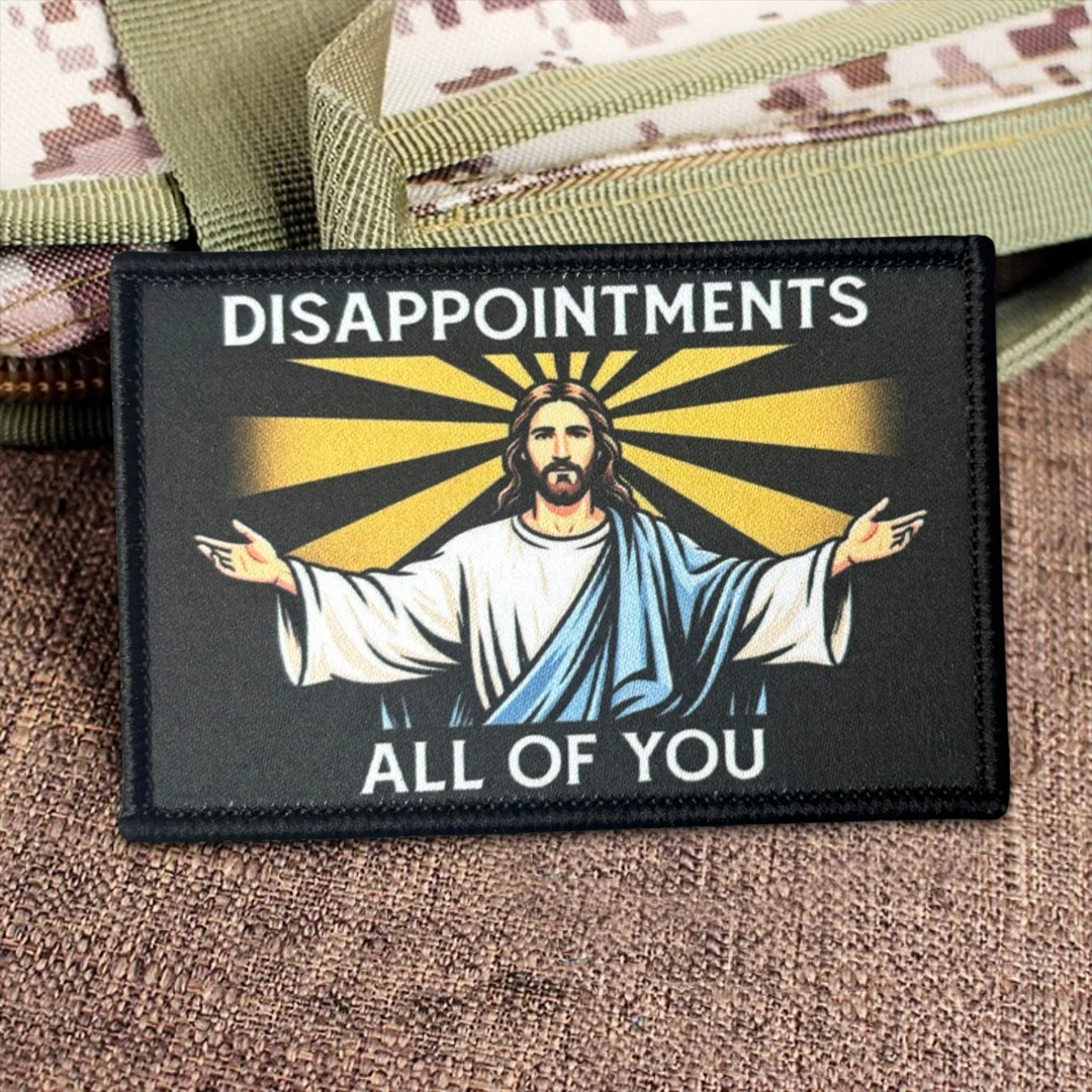 Parche humor negro Jesús decepciona con gancho y bucle para mochila - imagen 5