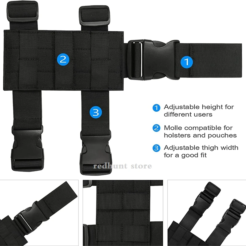 Funda táctica muslo MOLLE para pistola – Plataforma regulable caza - imagen 5