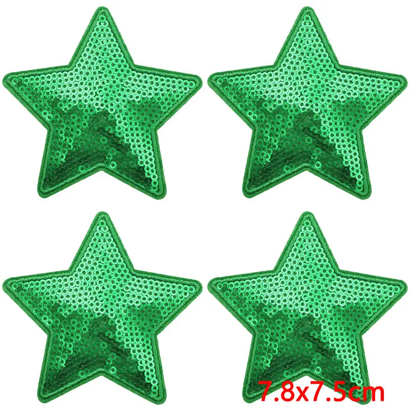 Parches termoadhesivos de lentejuelas verdes con estrellas y corazones - imagen 4
